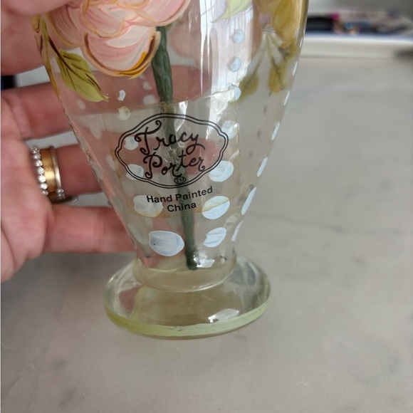 🌸 Tracy Porter Hand-Painted Glass Vase – Boho Cottagecore Floral - Picture 3 of 3